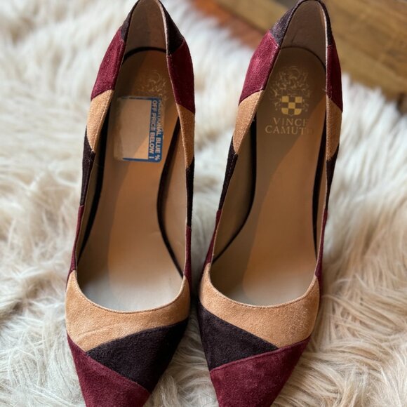 Vince Camuto color block suede heel Size 8 - Picture 1 of 16